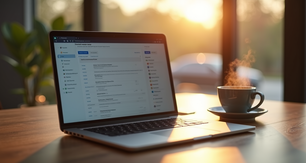Puesto de trabajo con consola de email marketing